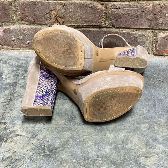 Vince Camuto Nedra Snakeskin Nude Suede Platform Heel Size 8 - Picture 6 of 9